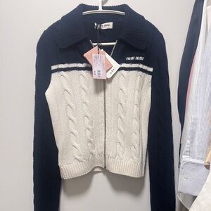 Miu Miu logo-embroidered cashmere blend cardigan40